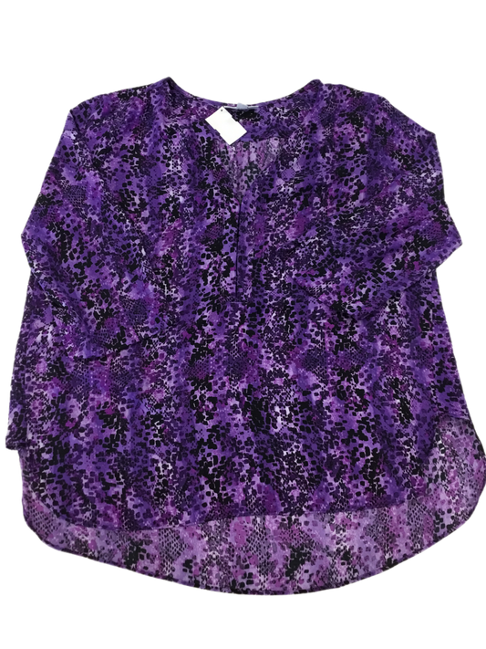 Top 3/4 Sleeve By Dana Buchman In Purple, Size: Xl