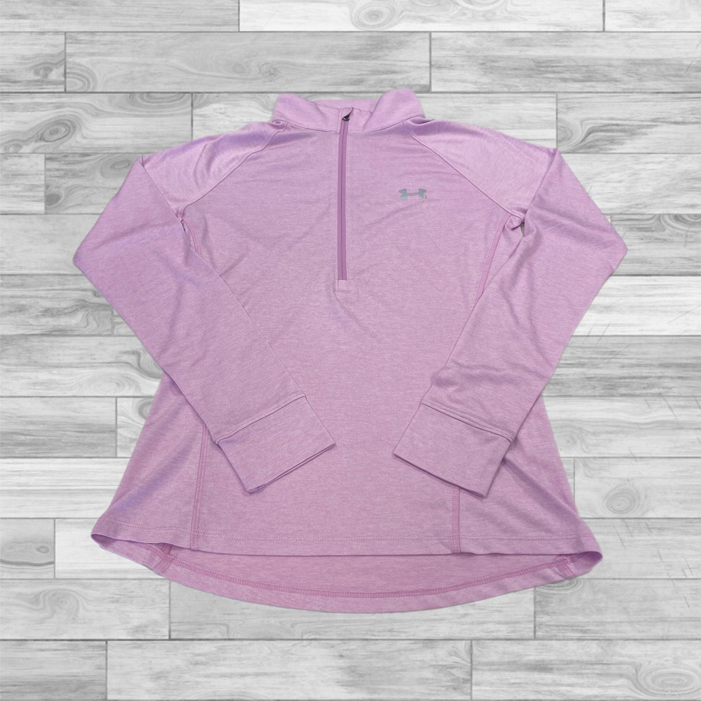 Athletic Top Long Sleeve Collar By Under Armour In Purple, Size: S