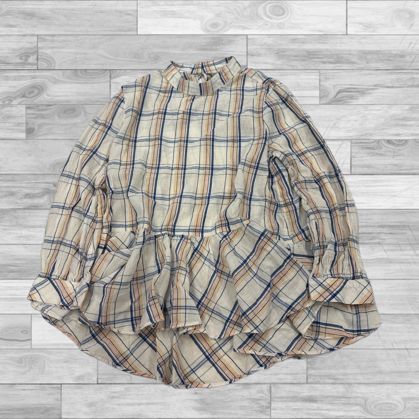 Top Long Sleeve By Maeve In Plaid Pattern, Size: 4