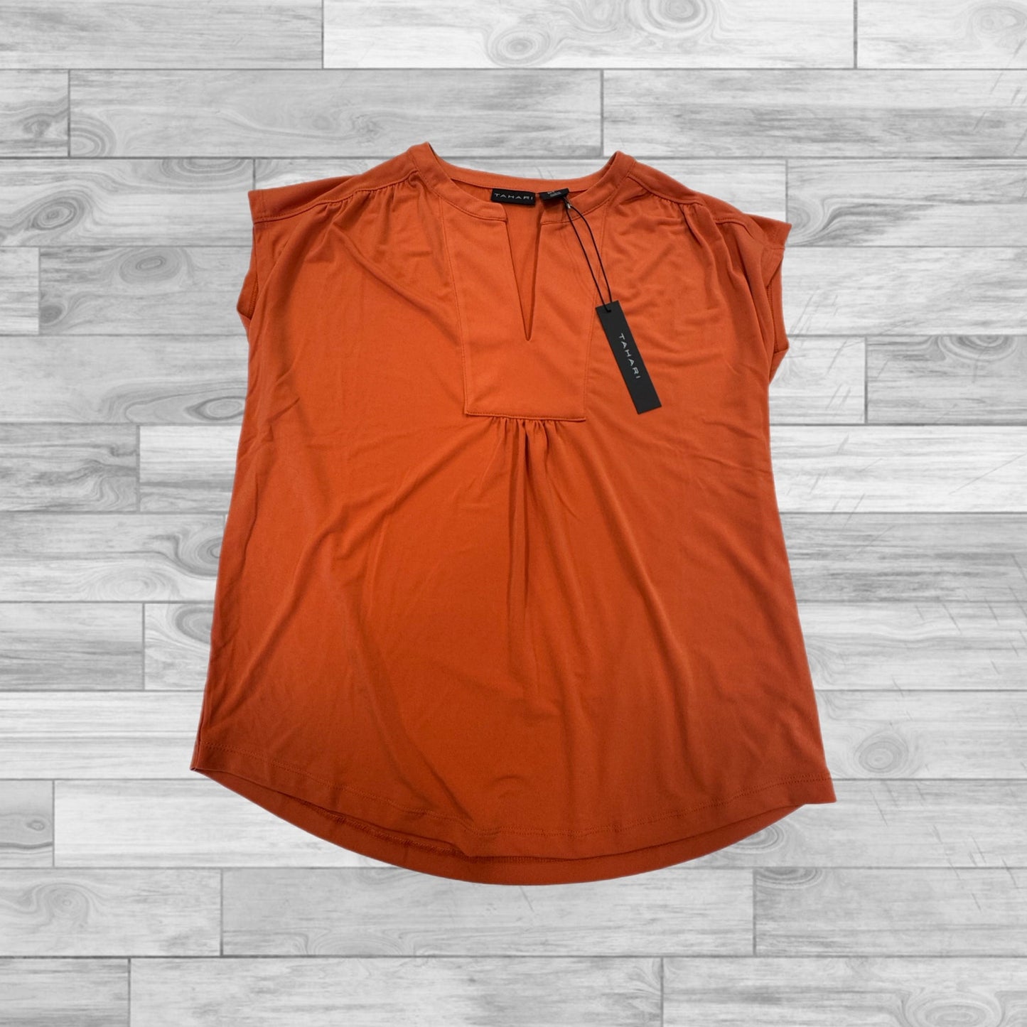 Top Short Sleeve By Tahari By Arthur Levine In Orange, Size: S