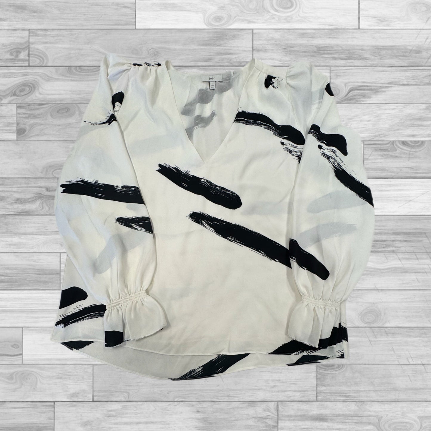 Top Long Sleeve By Joie In Black & White, Size: L