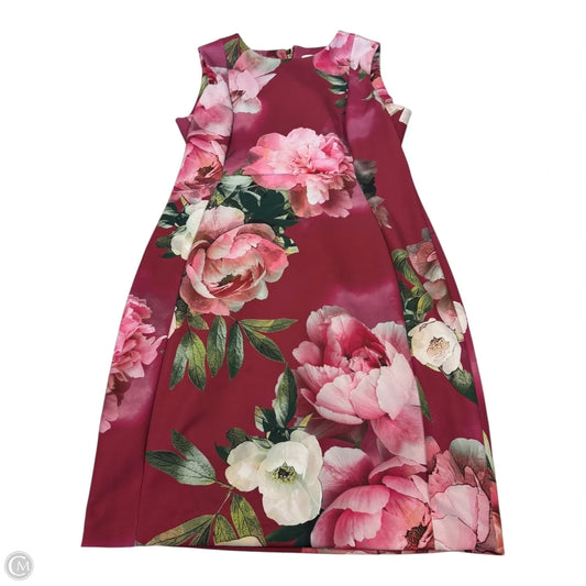 Dress Casual Midi By Calvin Klein In Floral Print, Size: 14