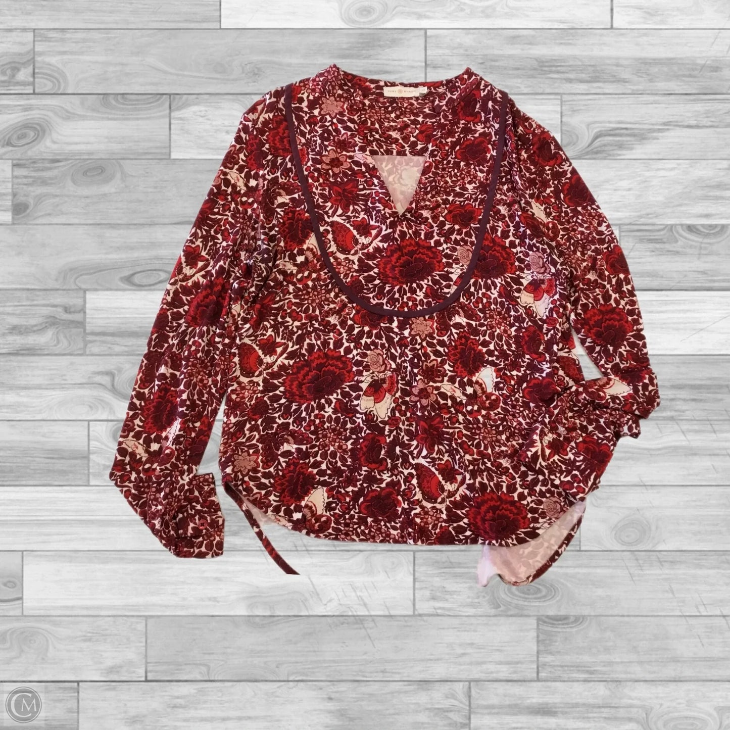 Top Long Sleeve Designer By Tory Burch In Red, Size: S