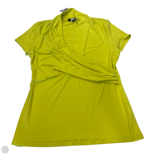 Top Short Sleeve By Dkny In Yellow, Size: M