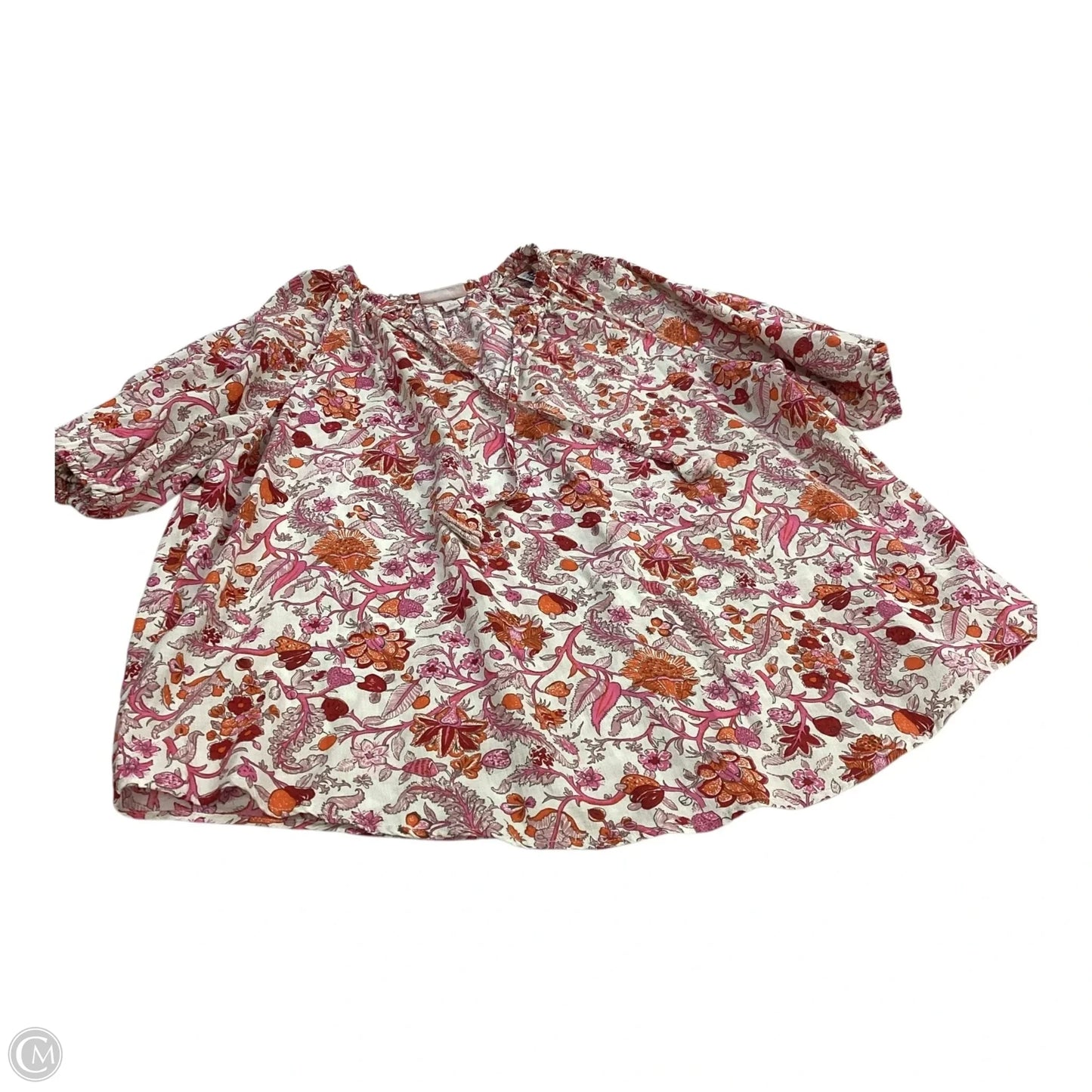 Top Short Sleeve By Knox Rose In Floral Print, Size: L