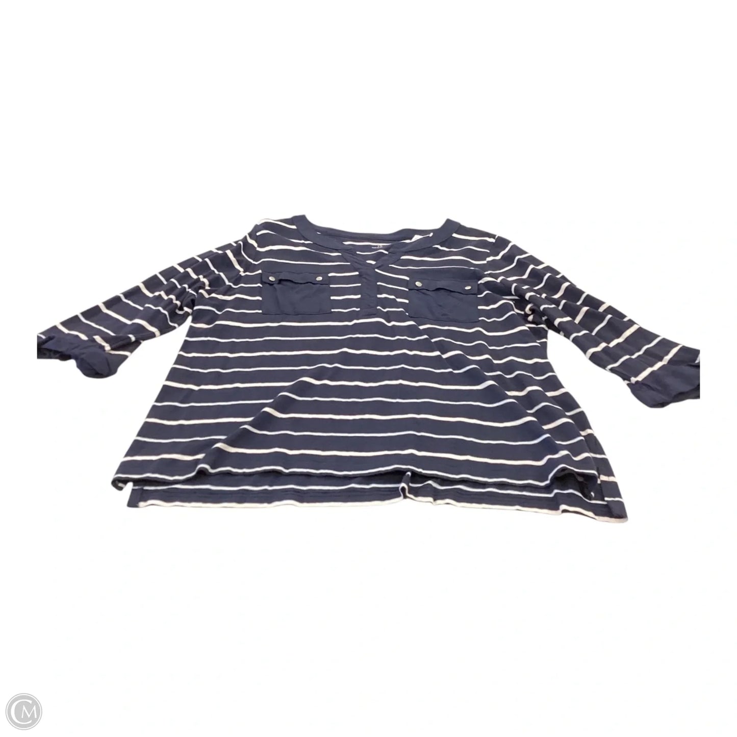 Top 3/4 Sleeve By Croft And Barrow In Striped Pattern, Size: 1x
