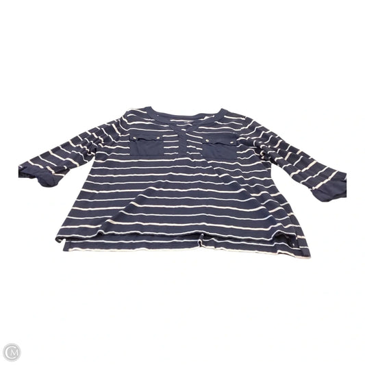 Top 3/4 Sleeve By Croft And Barrow In Striped Pattern, Size: 1x