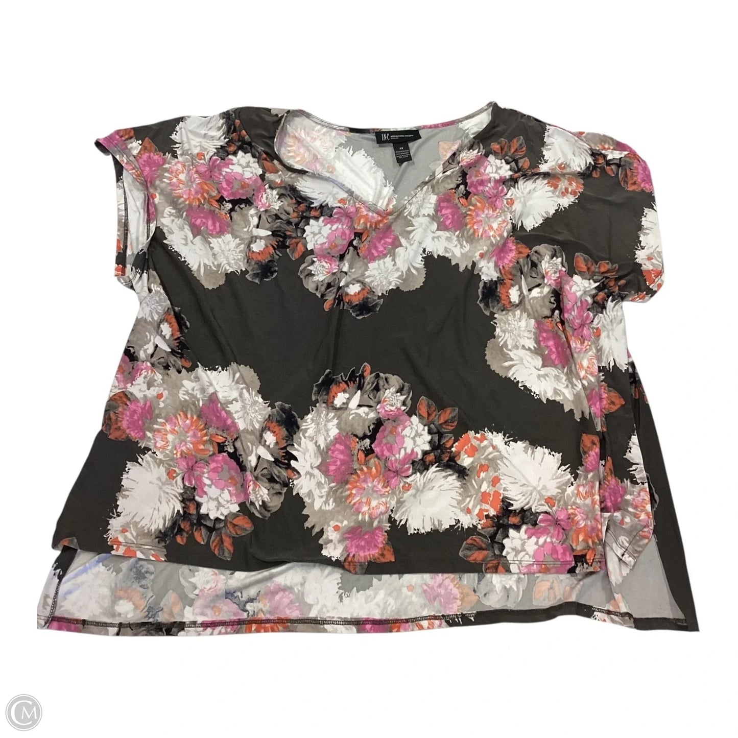 Top Short Sleeve By Inc In Floral Print, Size: 3x