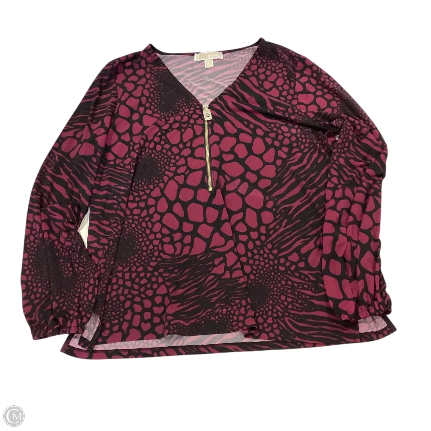 Top Long Sleeve By Michael By Michael Kors In Black & Purple, Size: L