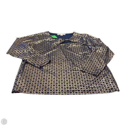 Top Long Sleeve By Michael By Michael Kors In Blue & Gold, Size: 1x