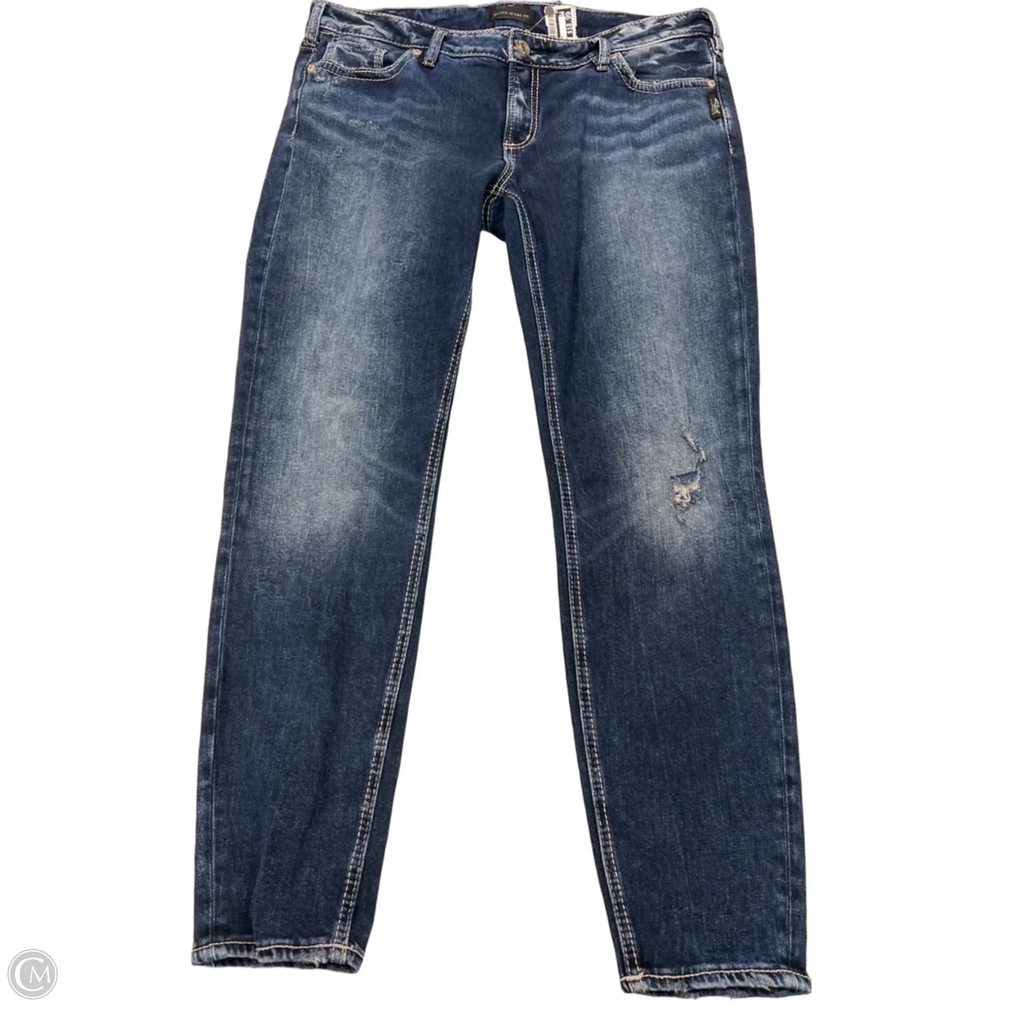 Jeans Skinny By Silver In Blue Denim, Size: 16