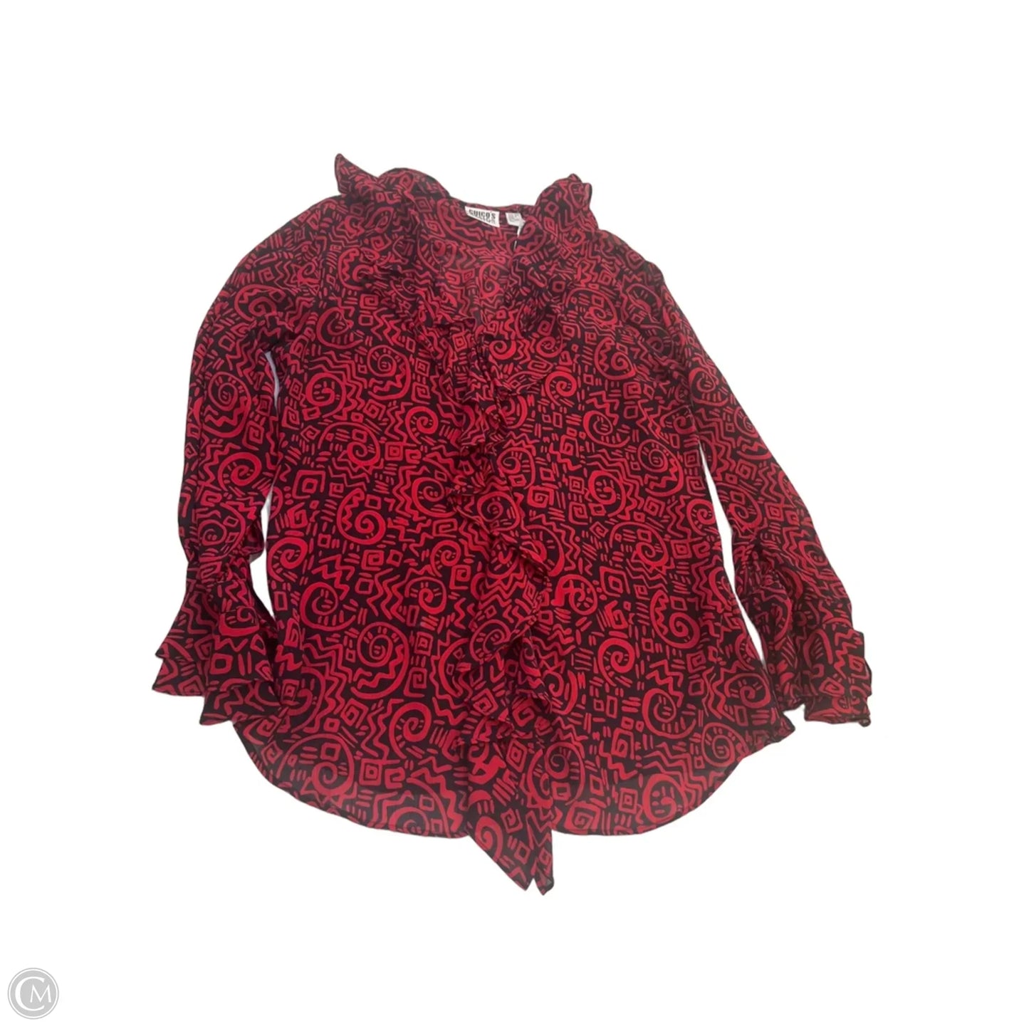 Top Long Sleeve By Chicos In Black & Red, Size: M