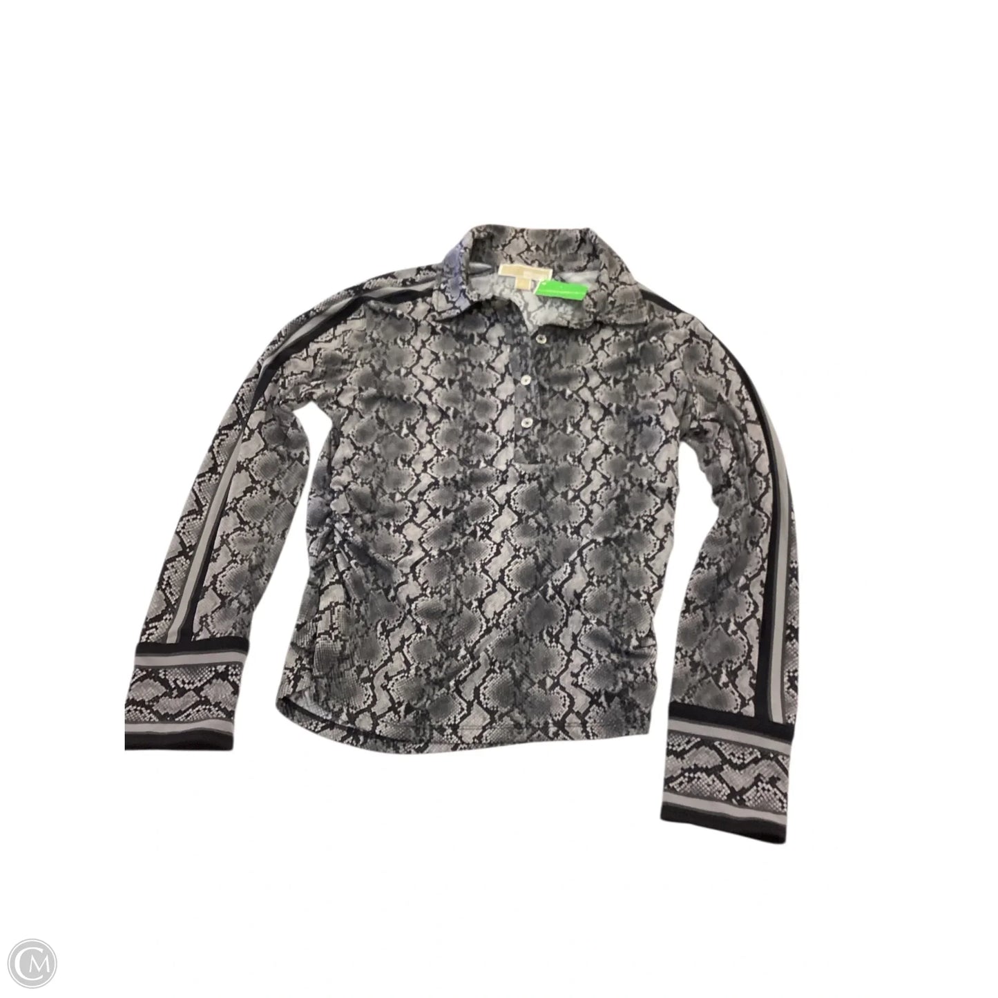 Blouse Long Sleeve By Michael By Michael Kors In Grey, Size: L
