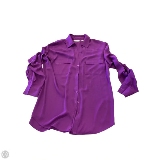 Blouse Long Sleeve By New York And Co In Purple, Size: L