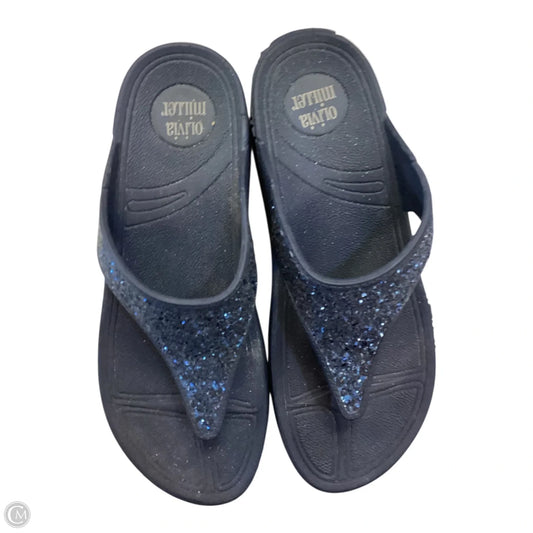 Sandals Flip Flops By Olivia Miller In Blue, Size: 7