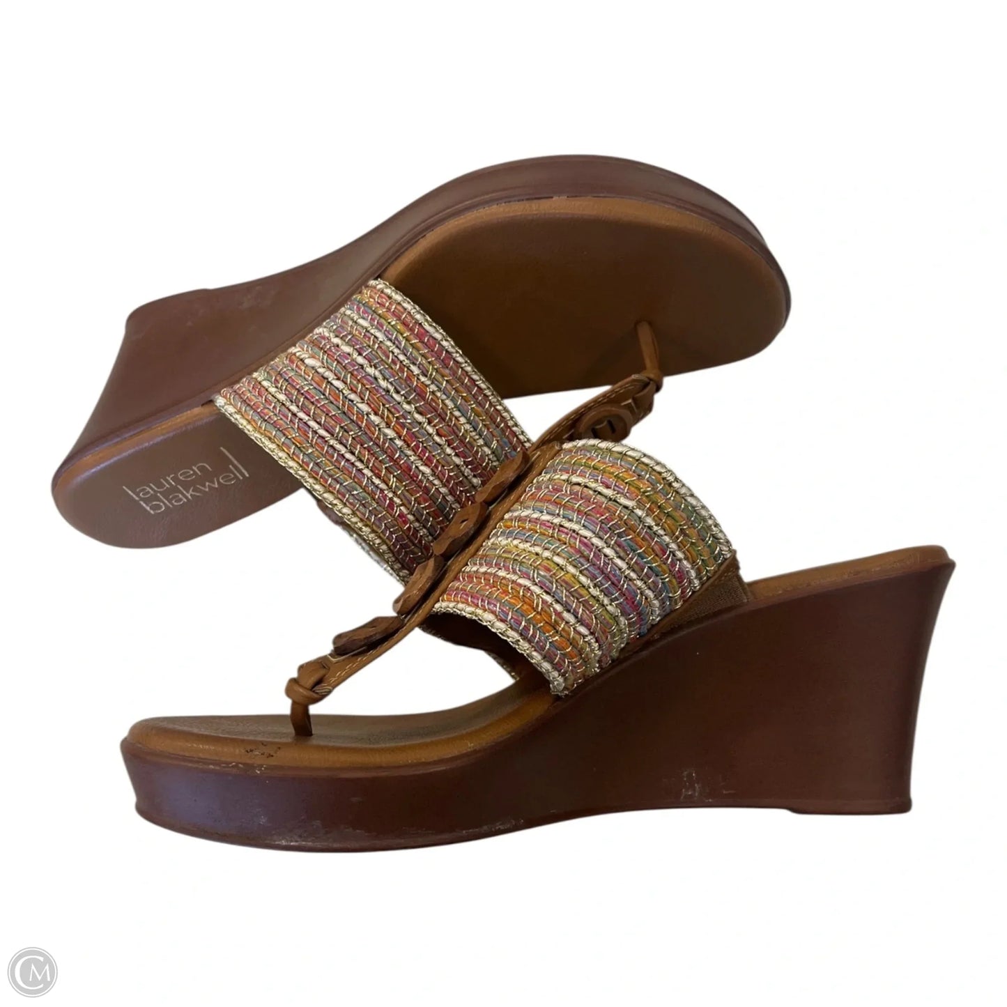 Sandals Heels Wedge By Clothes Mentor In Brown, Size: 7