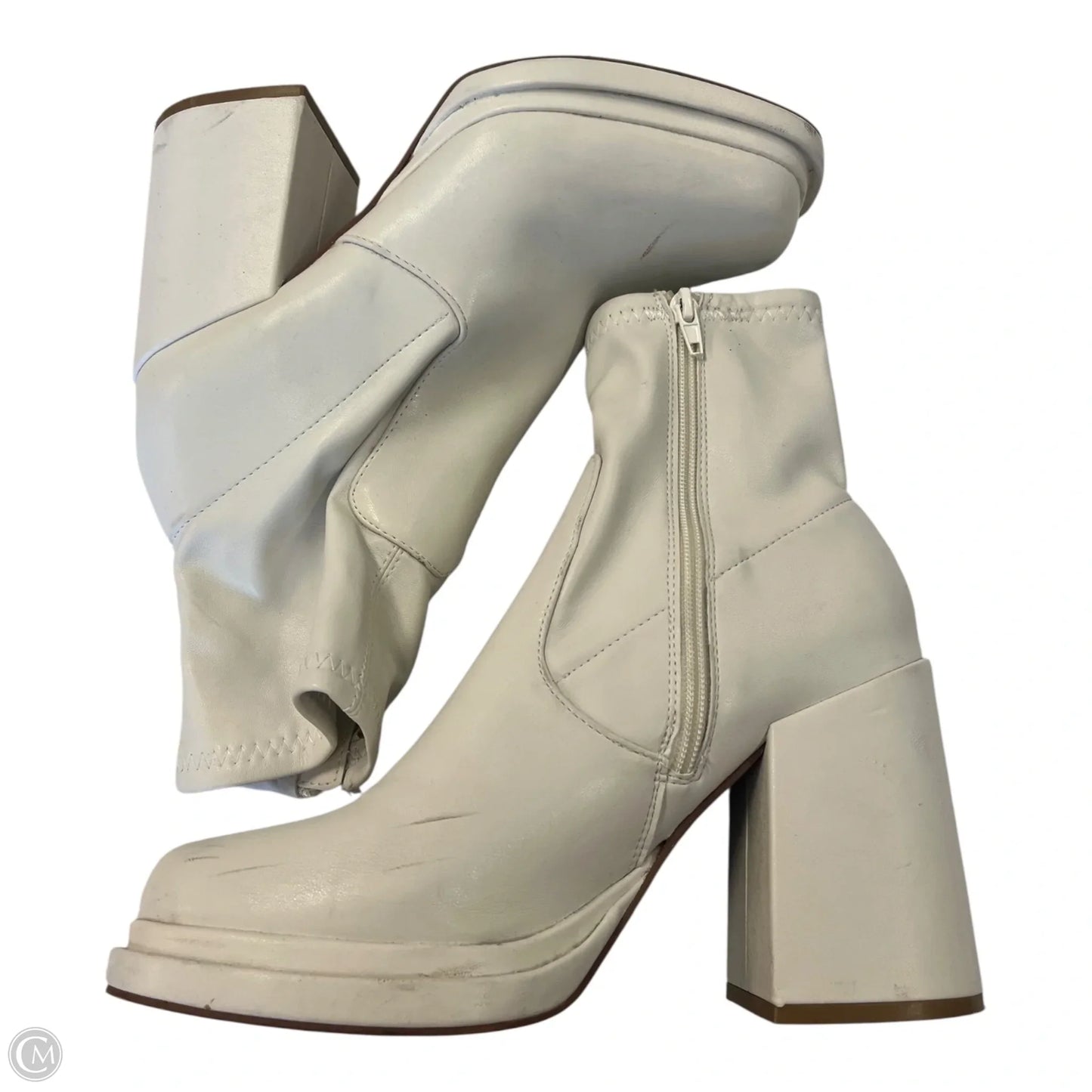 Boots Ankle Heels By Steve Madden In White, Size: 8.5