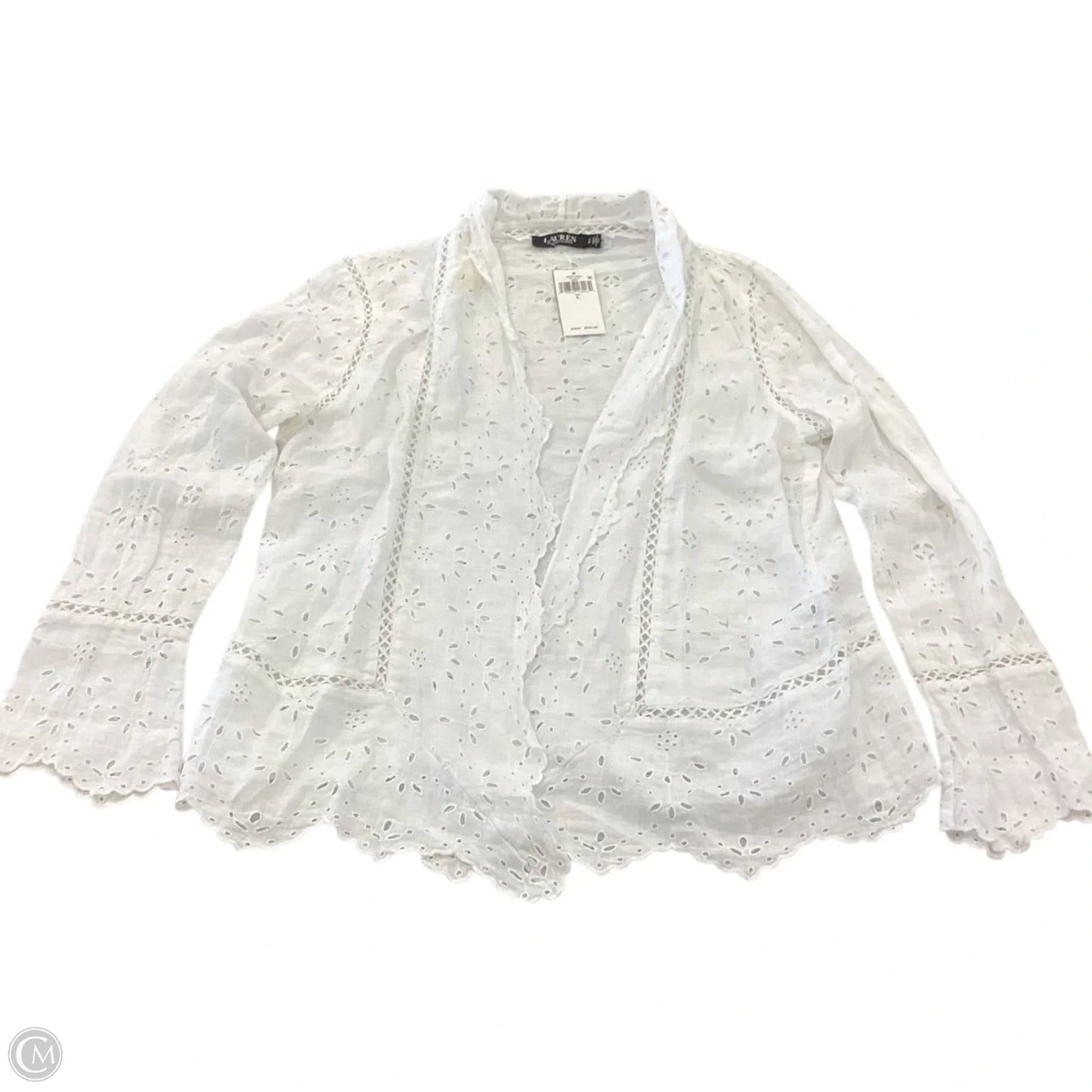 Top Long Sleeve By Lauren By Ralph Lauren In White, Size: L