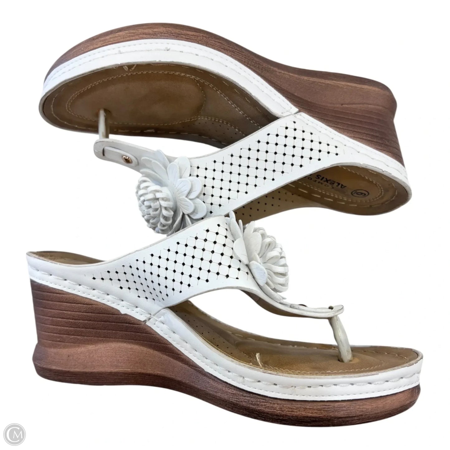 Sandals Heels Wedge By Clothes Mentor In White, Size: 6