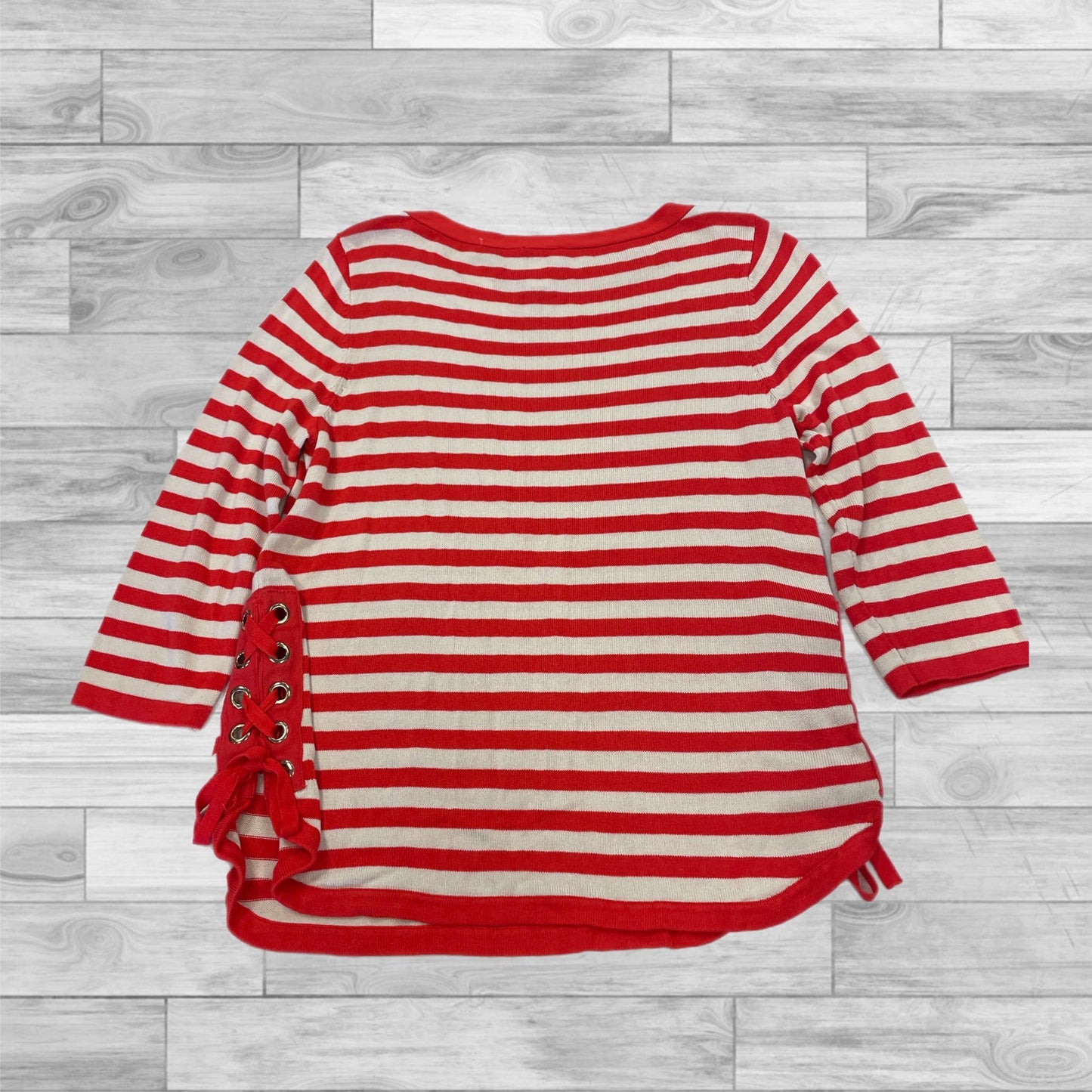 Top 3/4 Sleeve By Chicos In Striped Pattern, Size: 1