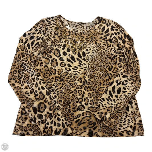 Top Long Sleeve By Chicos In Animal Print, Size: 2 large