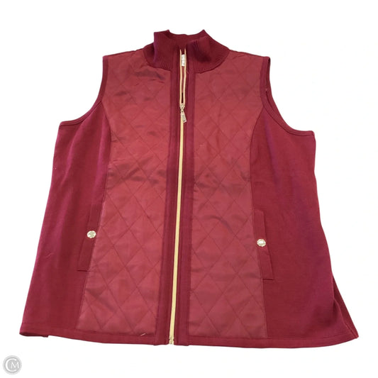 Vest Puffer & Quilted By Susan Graver In Maroon, Size: L