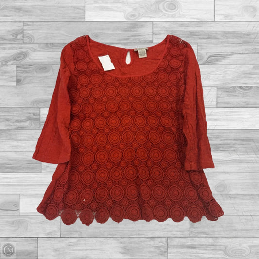 Top 3/4 Sleeve By Lucky Brand In Orange, Size: S