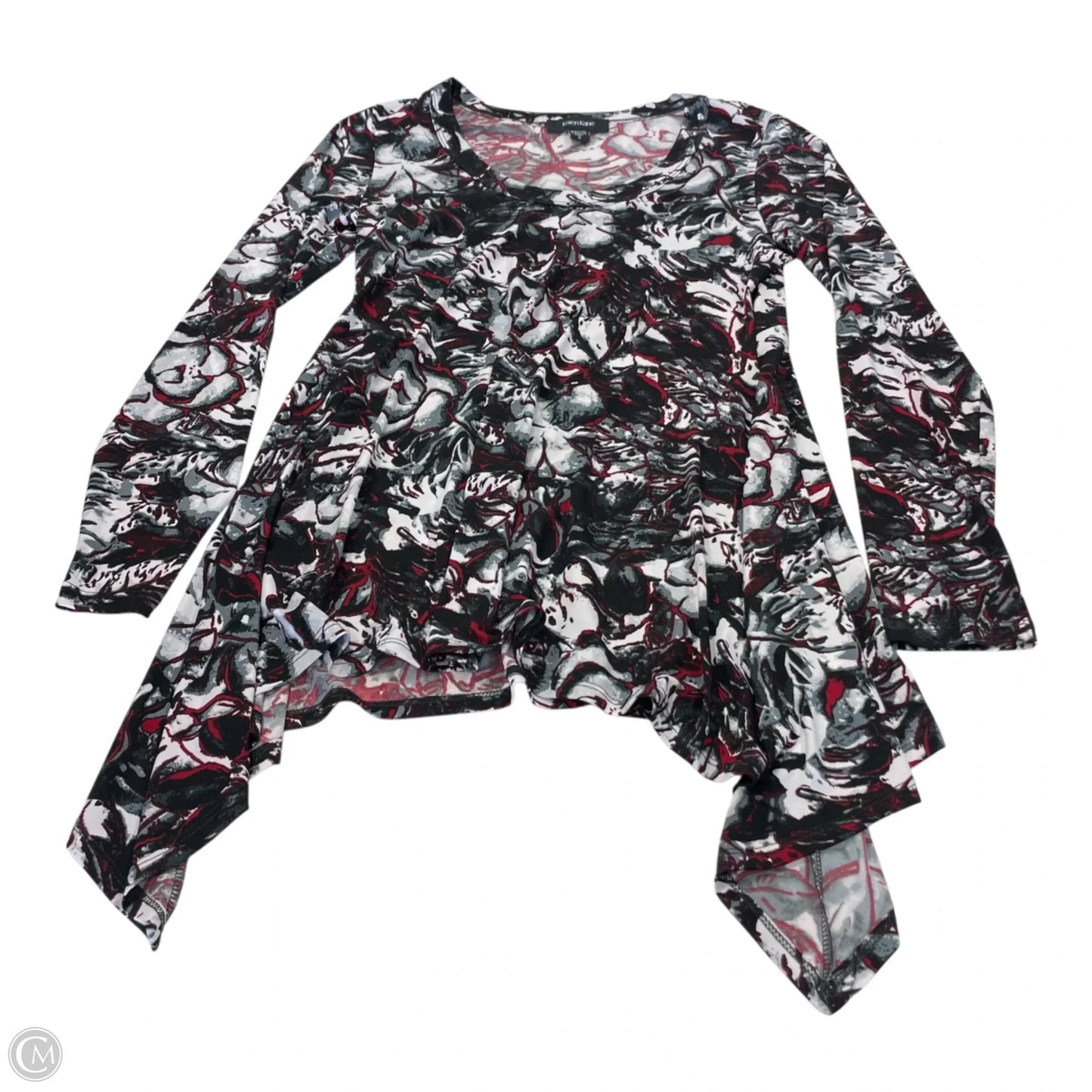 Top Long Sleeve By Karen Kane In Black & Grey, Size: S