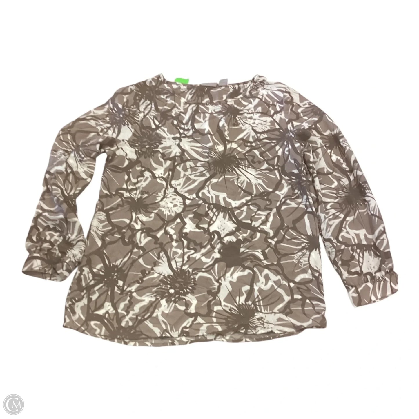 Top Long Sleeve By Chicos In Brown & White, Size: S