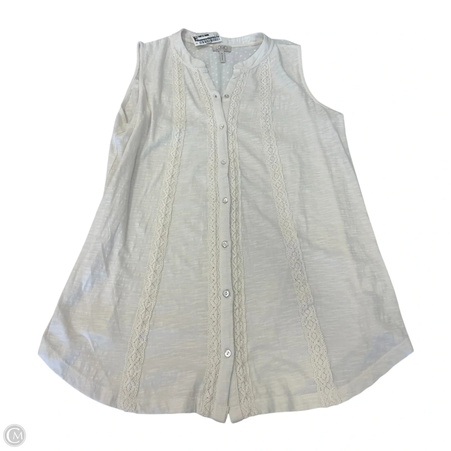 Top Sleeveless By Logo In Cream, Size: M
