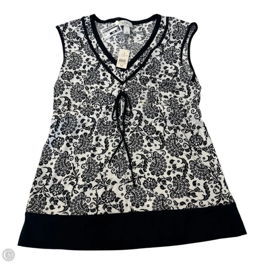 Top Sleeveless By Loft In Black & White, Size: M