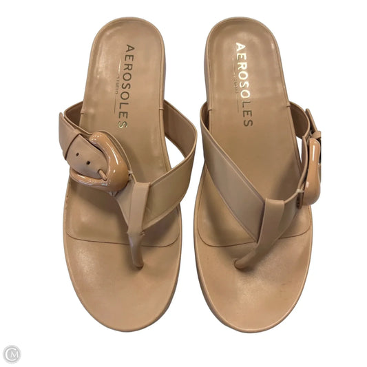 Sandals Heels Block By Aerosoles In Tan, Size: 9.5