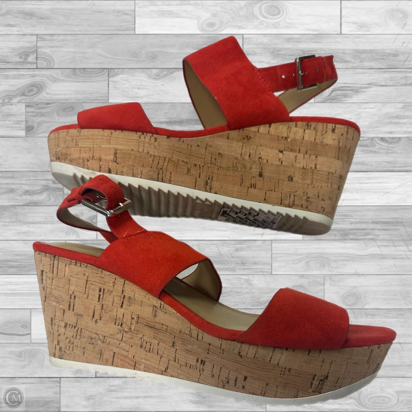 Sandals Heels Wedge By Nine West In Orange, Size: 10