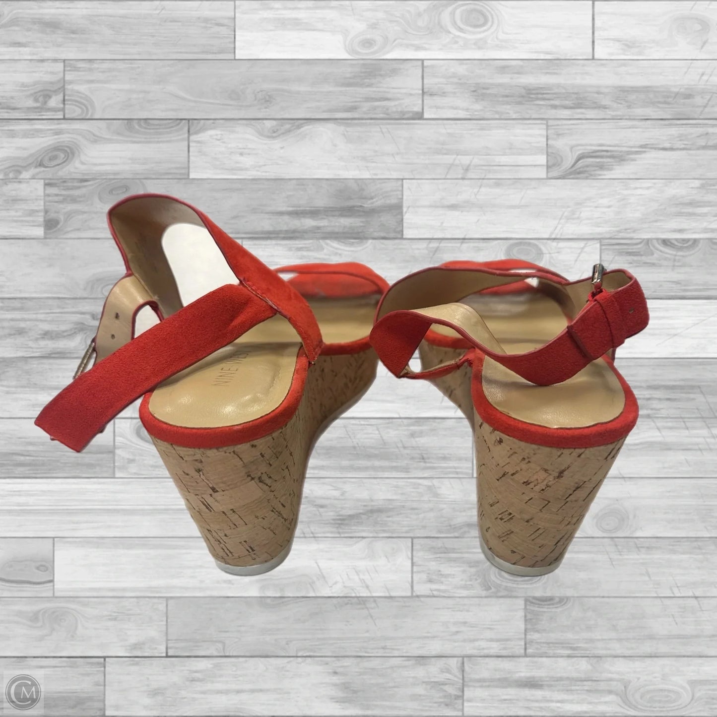 Sandals Heels Wedge By Nine West In Orange, Size: 10