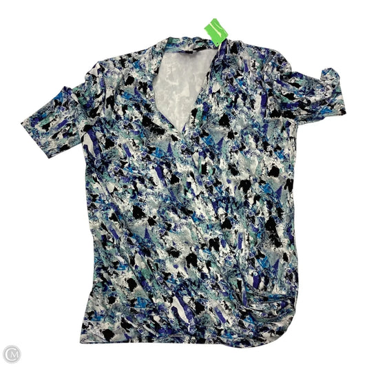 Top Short Sleeve By Tahari By Arthur Levine In Blue, Size: Xs