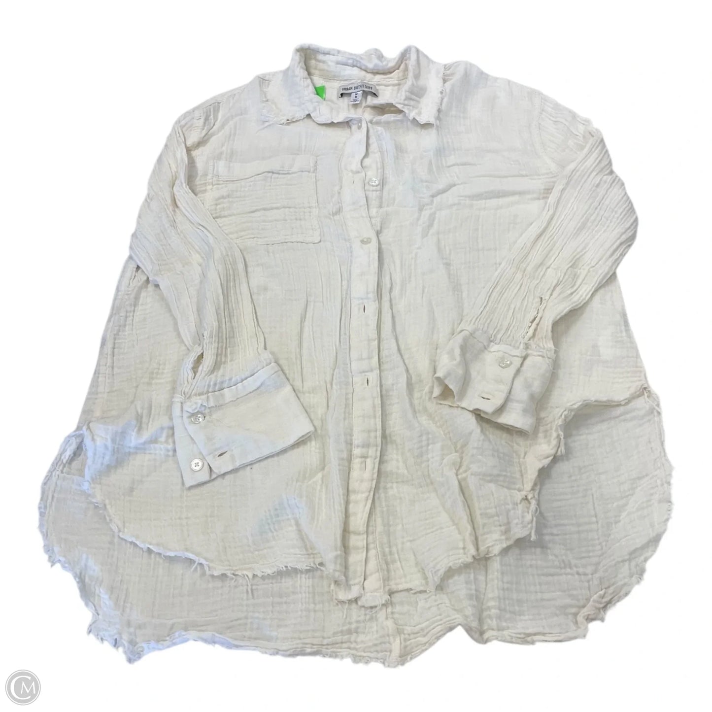 Top Long Sleeve By Urban Outfitters In Cream, Size: M