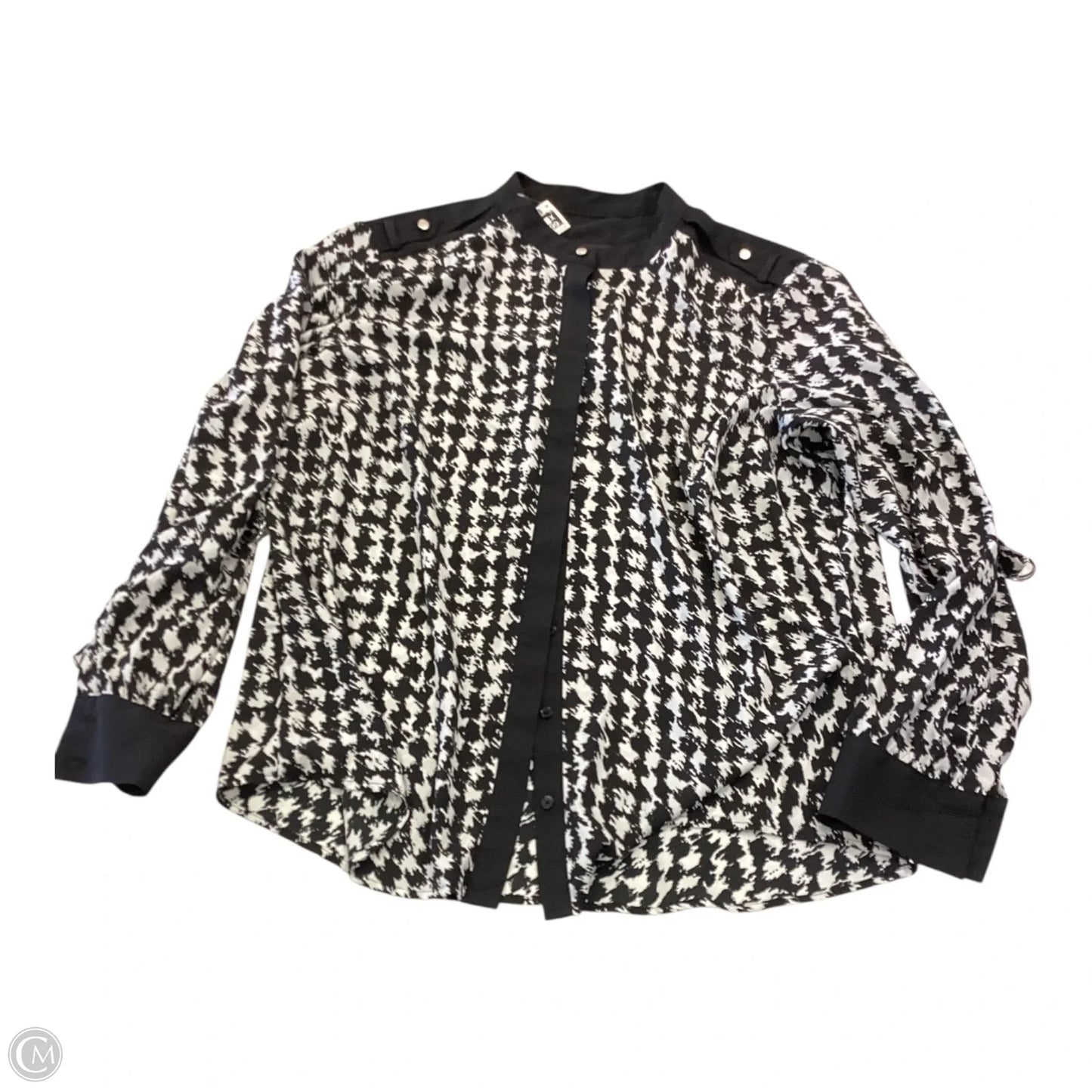 Top Long Sleeve By Dana Buchman In Black & White, Size: L