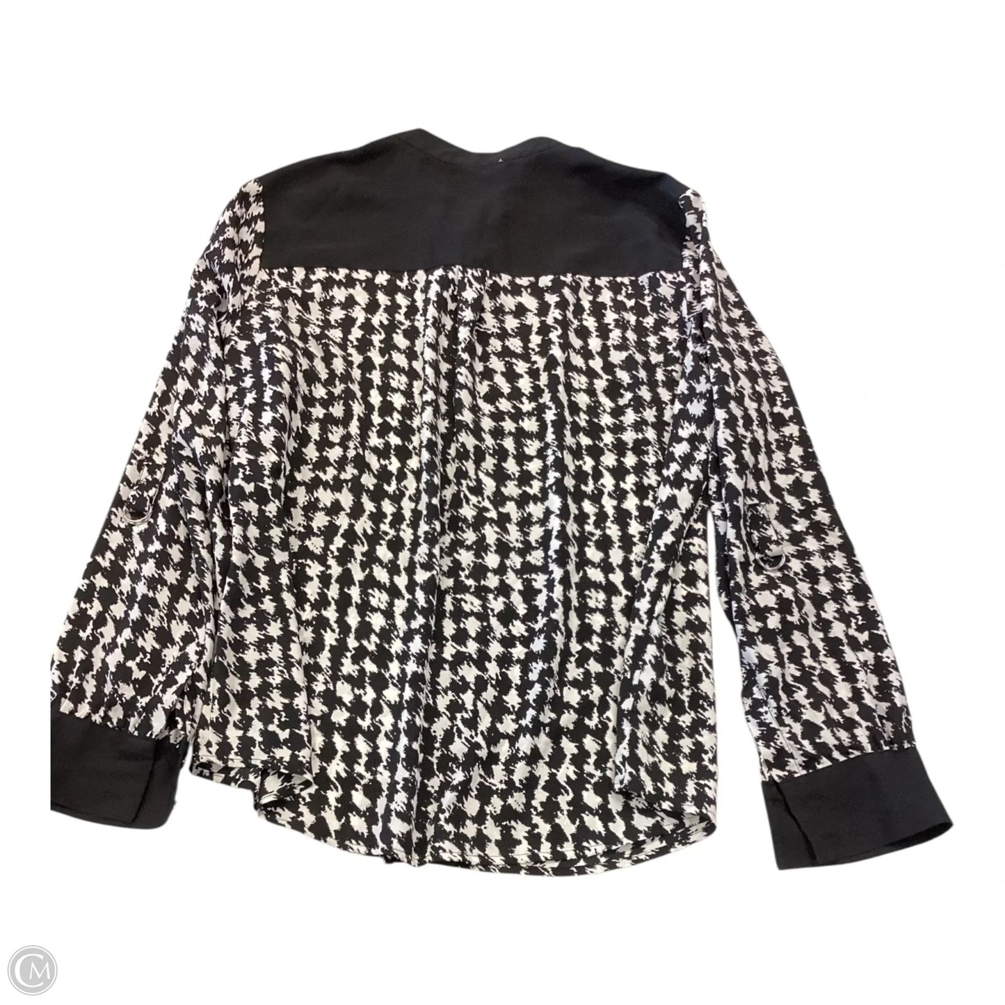 Top Long Sleeve By Dana Buchman In Black & White, Size: L