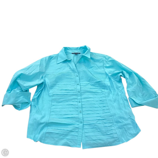Top 3/4 Sleeve By Zac And Rachel In Blue, Size: 3x