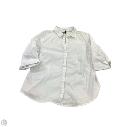 Tunic 3/4 Sleeve By Liz Claiborne In White, Size: L