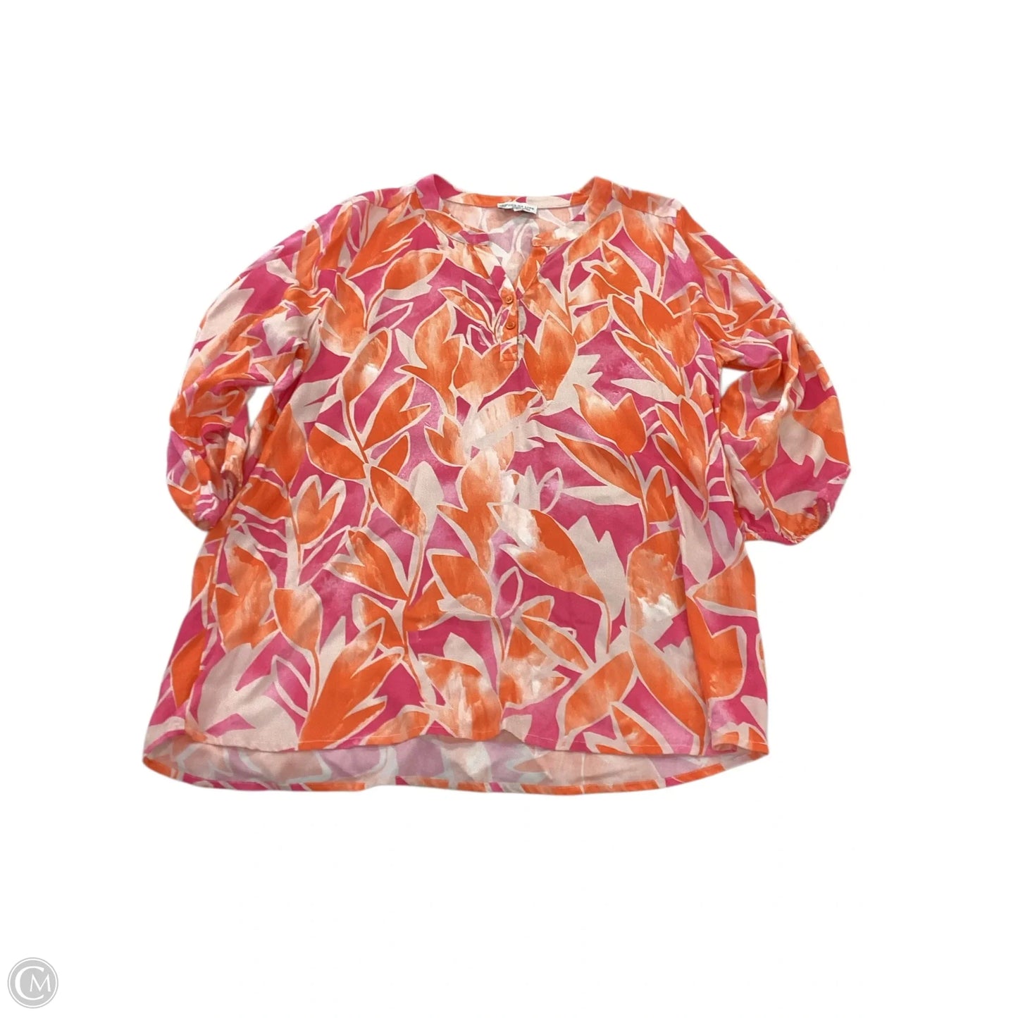 Top 3/4 Sleeve By Clothes Mentor In Orange & Pink, Size: M