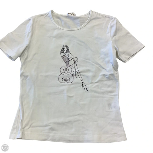Top Short Sleeve Designer By Escada In White, Size: M