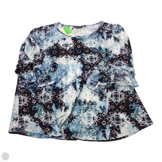 Top 3/4 Sleeve By Nina Leonard In Blue, Size: 3x