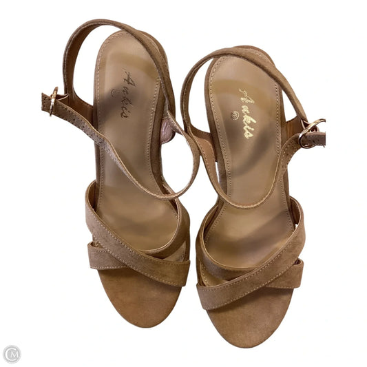 Sandals Heels Wedge By Clothes Mentor In Tan, Size: 6.5