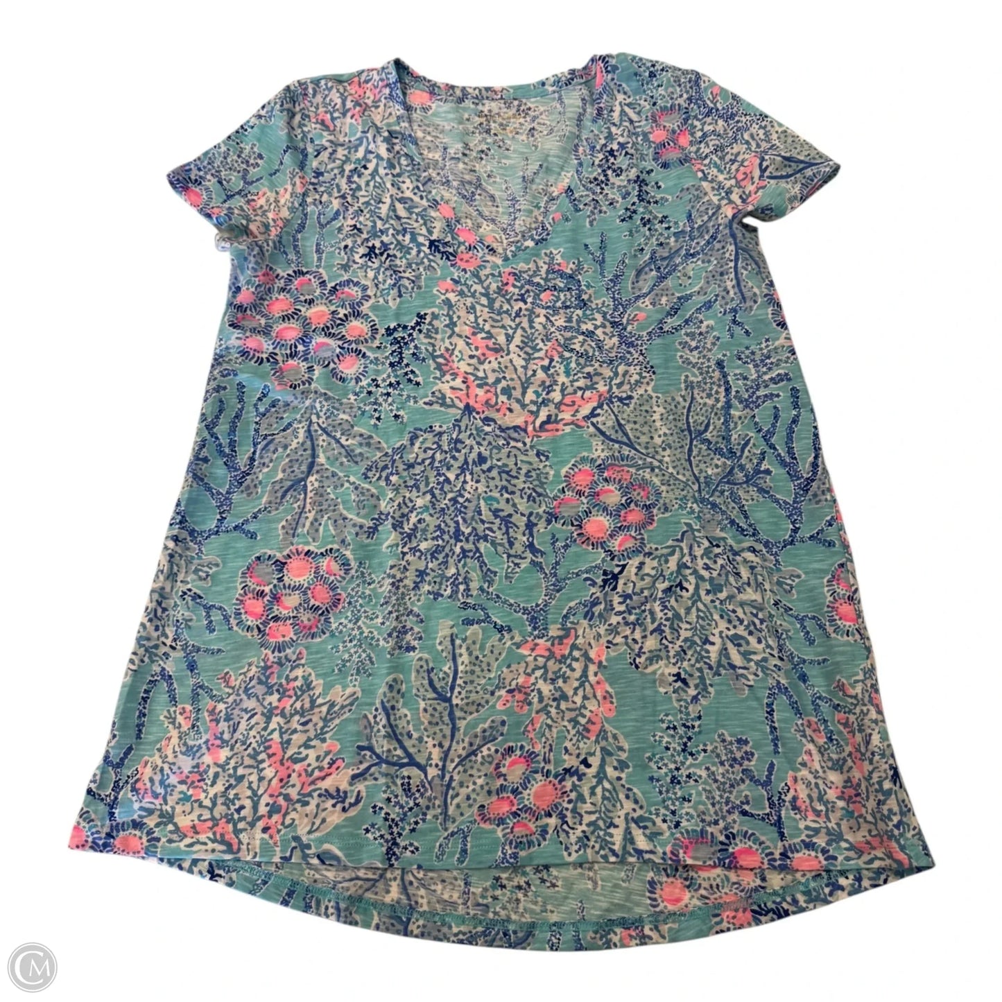 Top Short Sleeve Designer By Lilly Pulitzer In Blue, Size: S