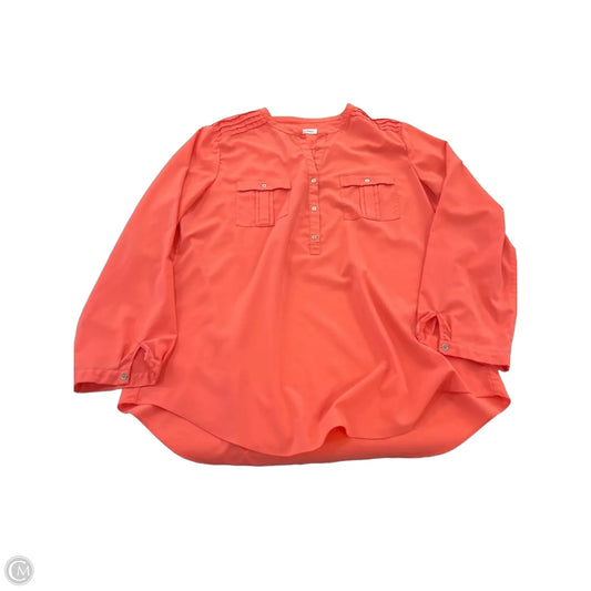Blouse Long Sleeve By Calvin Klein In Orange, Size: L