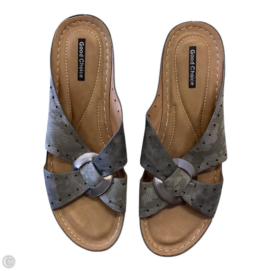 Sandals Heels Wedge By Clothes Mentor In Silver, Size: 11.5