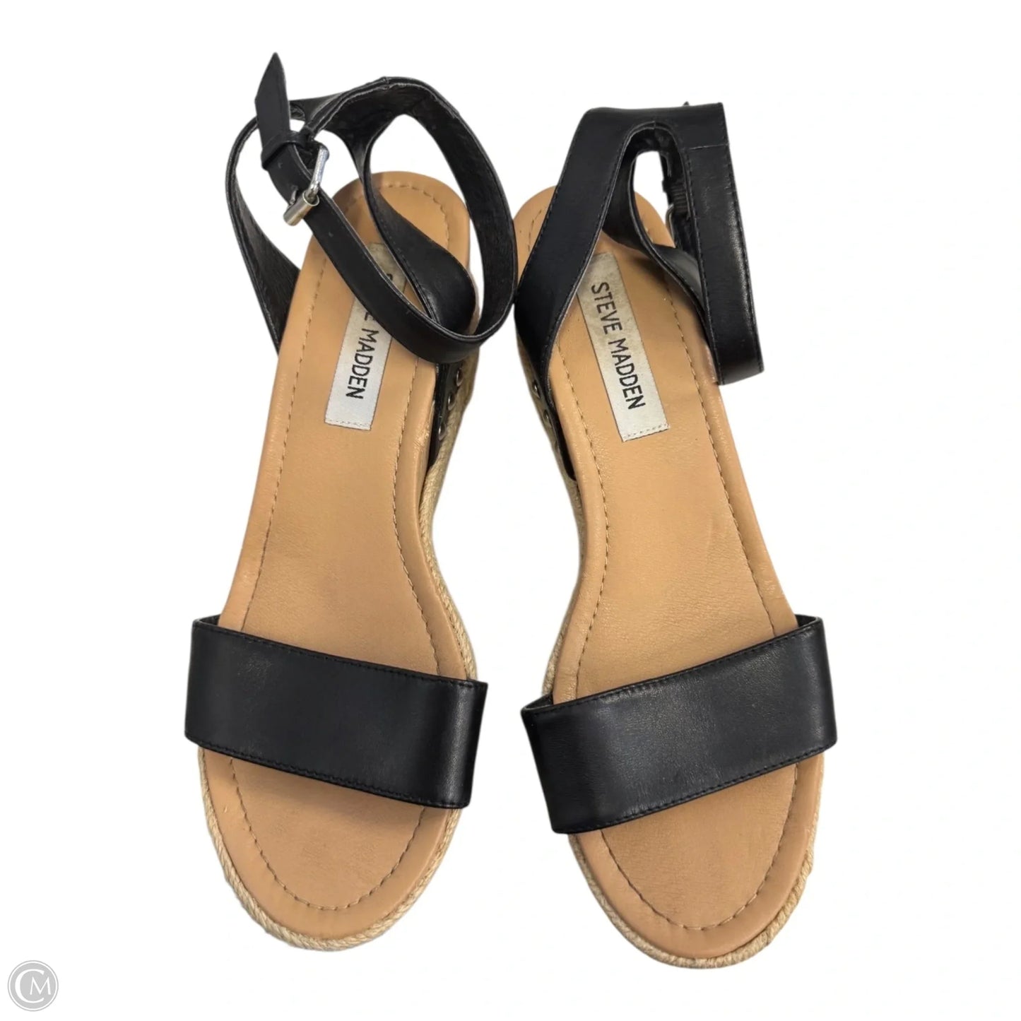 Sandals Heels Wedge By Steve Madden In Black, Size: 8