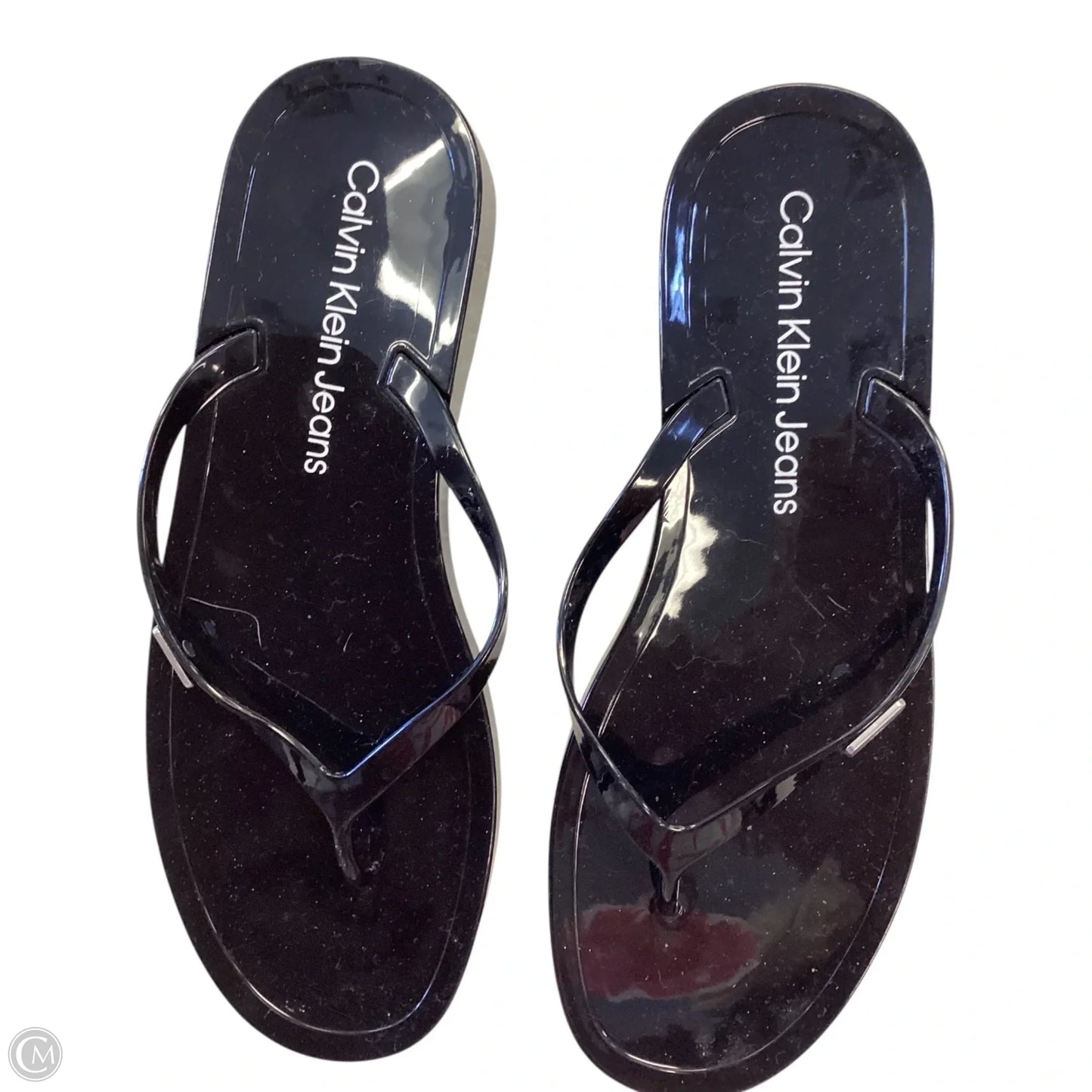 Sandals Flip Flops By Calvin Klein In Black, Size: 8.5