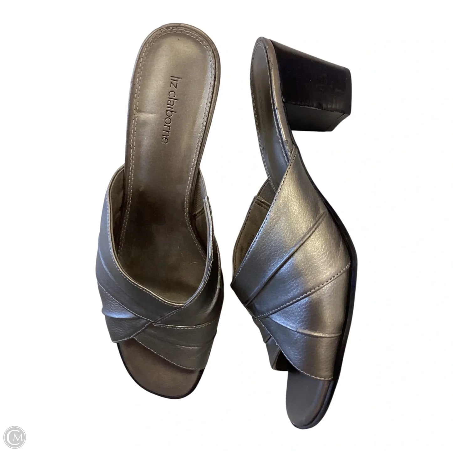 Sandals Heels Block By Liz Claiborne In Green & Grey, Size: 9.5